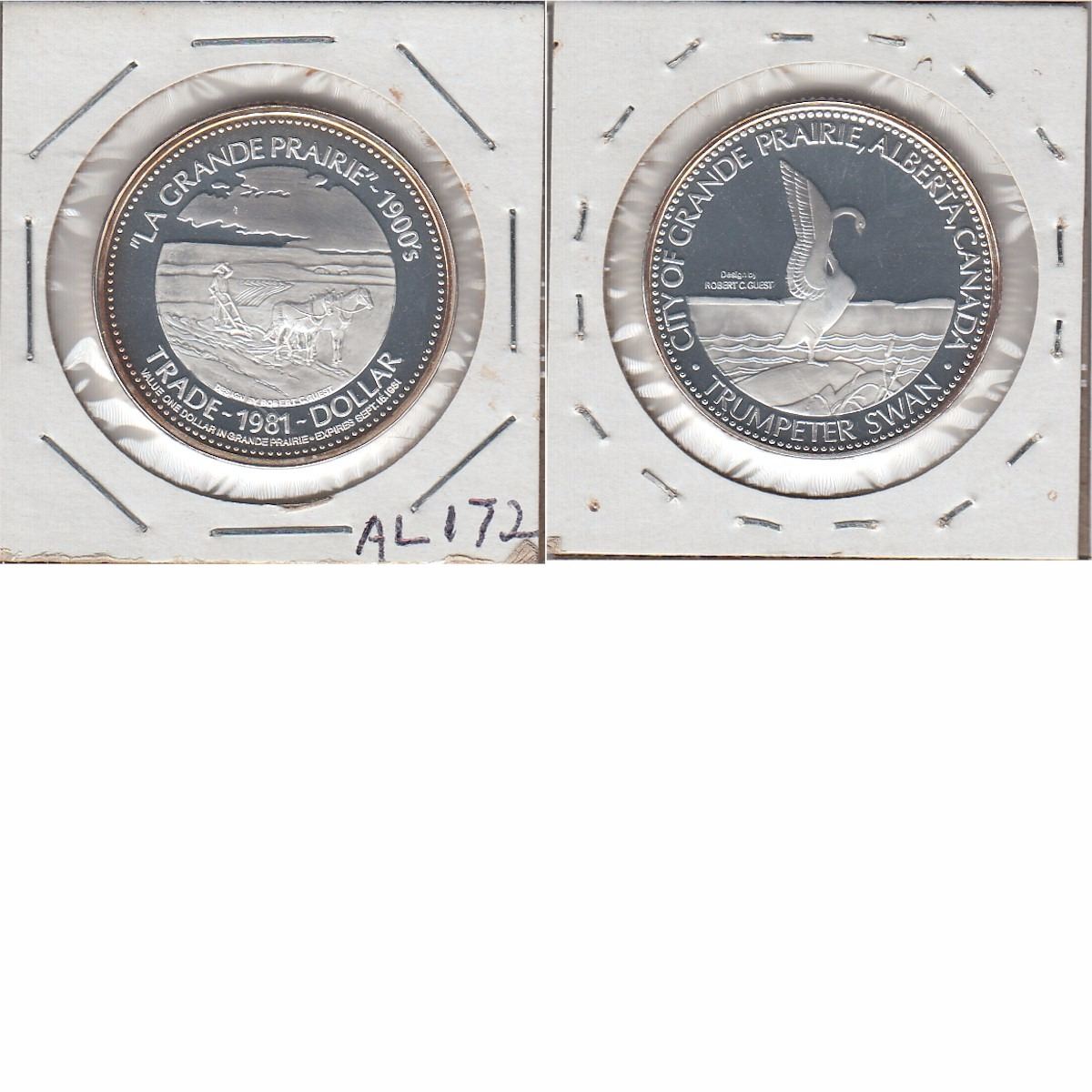 Low Mintage of 159!!! 1981 Grande Prairie Alberta Trade Dollar .999