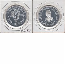 Low Mintage of 200!!! 1981 Wetsakiwin Alberta Trade Dollar .999 Fine Silver coin. (Tax Exempt)