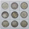 Image 1 : Estate Lot of 9x Canada Silver Dollars date range 1953-1965. (9 pieces) You will receive 9 coins dat
