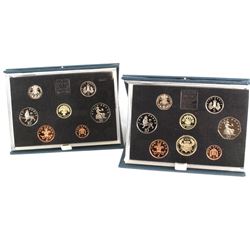 1986 & 1987 United Kingdom 8-coin Proof Set. Coins come with all the original Mint packaging.