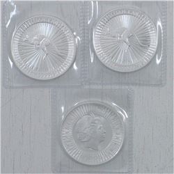 3 x 2016 Australia 1oz .9999 Fine Silver Kangaroo (Tax Exempt)