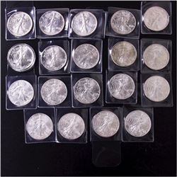 Complete run of  1986-2005 United States 1oz .9999 Fine Silver Eagles. You will receive a complete s