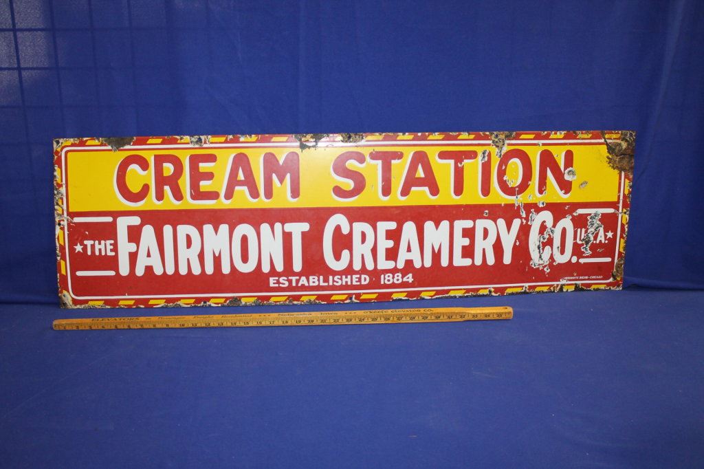 Fairmont Creamery Co. Cream Station Porcelain Sign 48" Veribrite Signs Chicago