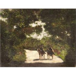 Berkes  Antal (Budapest, 1874 - Budapest, 1938) Lovasok a parkban, 1912…