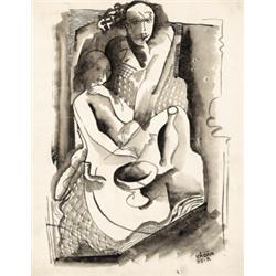 Kádár Béla (Budapest, 1877 - Budapest, 1956) Fiatal pár asztalnál…