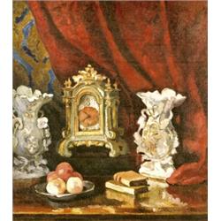 Körmendi Frim Ervin (Budapest, 1885 - Budapest, 1939) Asztali csendélet porcelánokkal…