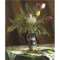 Csáki - Maronyák József (Orosháza, 1910 - ) Tulipános csendélet…