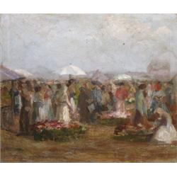 Pogány Gyula (Bp, 1884 - Lessina, 1925) Virágpiac, 1914…