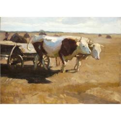 Juszkó Béla (Tatatóváros, 1877 - Budapest, 1969) Ökrösszekér, 1927…