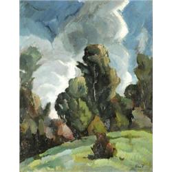 Paál Albert (Arad, 1895 - Arad, 1968) Táj fákkal…