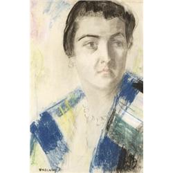 Vaszary János (Kaposvár, 1867 - Budapest, 1939) Hölgy gyöngysorral…