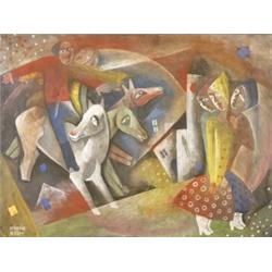 Kádár Béla (Budapest, 1877 - Budapest, 1956) Falusi jelenet…