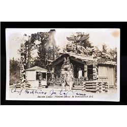 Early Photograph of Chief Mathias Joe "Indian Lodge Marine Dr. N. Vancouver" 3 1/2"x 5 1/2"  Fair Co