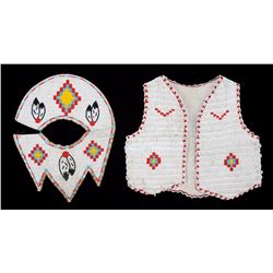 Plains Pow Wow Ceremonial Dance Outfit with Beaded Vest and Dance Yoke ca. Late 1940's Early 1950's 