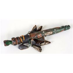 Salish Dance Rattle Carved by Ray George 16" H.  Good Condition