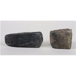 Two Northwest Coast Hardstone Adze 3 7/8" L. 1 5/8" W. and 2 1/4" L. 2" W.
