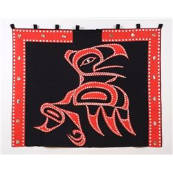 Northwest Coast Button Dance Robe with Raven Design 43"x 53"  Good Condition
