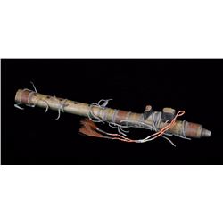 Arapaho Courting Flute Sewn Wrapped with Quill Work Drop 16 1/2" L.  Good Condition