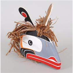 Kwagiulth Supernatural Cod Mask Carved by Barry Scow - Alert Bay, B.C. 9" H. 6" W.  Good Condition