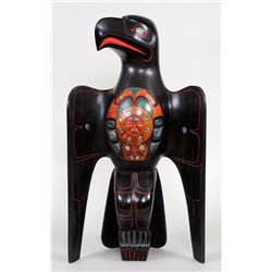 Coast Salish Standing Eagle Figure Carved by Jacob Lewis 22 3/4" H. 12 3/4" W.  Good Condition