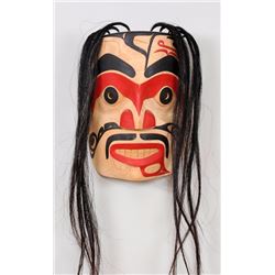 Tsimhian Portrait Warrior Mask Carved Alder by Mike Epp - Matlakatla, B.C. 12 1/2" H. 9 3/8" W.  Goo