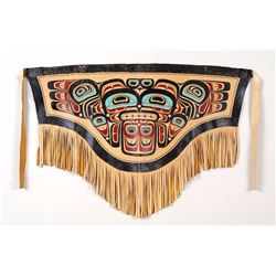 Beau Dick Painted Leather Dance Apron with Bear Design Signed Beau Beau Dick  Ozzie Wadhams  Kwa-Giu
