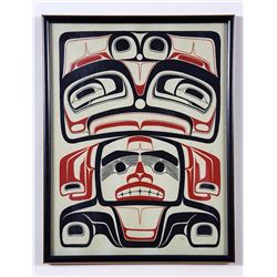 Robert Davidson Serigraph "Box Front" Signed RD in Serigraph, Edition of 70  20 1/2"x 26 1/2"  Good 
