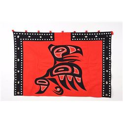 Northwest Coast Button Dance Robe with Raven Design 42"x 63"  Good Condition with Missing Shells