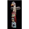 Image 1 : Alert Bay Totem Carved with Thunderbird, Octopus and Shaman Holding a Sculpin 13" H. 7 5/8" W.  Good