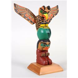 Ellen Neel "Totem World" Totem Signed Ellen Neel "Kakasolas" '52  11 1/2" H. 9 7/8" W.  Good Conditi