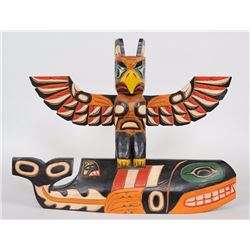 Northwest Coast Thunderbird and Killer Whale Totem Made For "Ye Olde Curiosity Shop" Seattle, WA 26"
