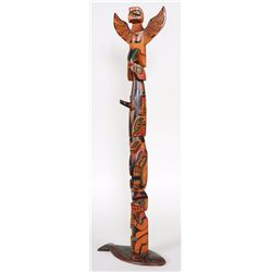 George Nelson Totem Given to Edward Tipping by Chief of Quatsino in Late 40's, Carved with Eagle, Ki