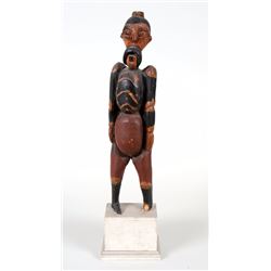 Early Carved Shaman Figure From Alaska 17 1/2" H. 3 1/2" W.  Good Condition with Loss To One Foot