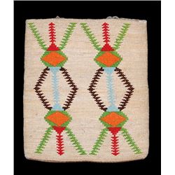 Nez Perce Corn Husk Bag with Different Geometric Design On Each Side 9"x 10"  Fine Condition