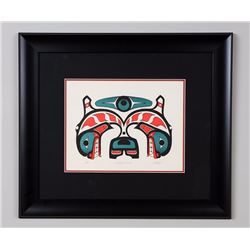 Northwest Coast Killer Whale Silkscreen AP Signed R. Pech 21"x 24"  Good Condition