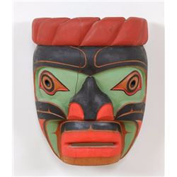 Northwest Coast Chief Speaker Mask Carved by Pat Patterson 10 1/2" H. 8 3/4" W.  Has Been Repaired