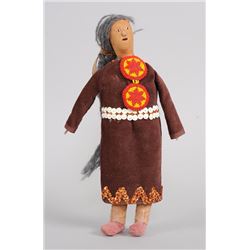 Plains Doll Decorated with Bead Work and Sequins 13" H.  Good Condition
