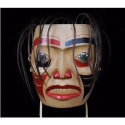 Ultimate Warrior Alder Mask Carved by Andy Morgan 6 5/8" H. 5 3/4" W. Good Condition