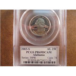 2003-S ALABAMA QUARTER PCGS PR69 DCAM