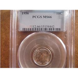 1956 SILVER ROOSEVELT DIME PCGS MS66
