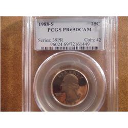1988-S WASHINGTON QUARTER PCGS PR69 DCAM