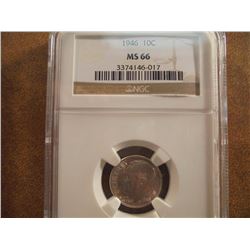 1946 SILVER ROOSEVELT DIME NGC MS66