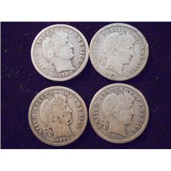 1900,1907,1914 & 1914-D BARBER DIMES