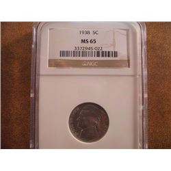 1938 JEFFERSON NICKEL NGC MS65