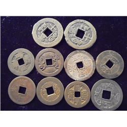10 ASSORTED CHINESE CASH COINS