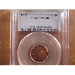 1945 LINCOLN CENT PCGS MS64RD