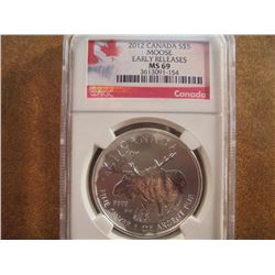 2012 CANADA SILVER $5 MOOSE NGC MS69 EARLY RELEASES