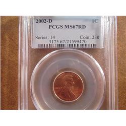 2002-D LINCOLN CENT PCGS MS67RD