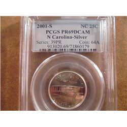 2001-S SILVER NORTH CAROLINA QUARTER PCGS PR69DCAM