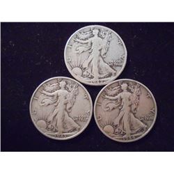 1942, 1943-S & 1944-S WALKING LIBERTY HALF DOLLARS